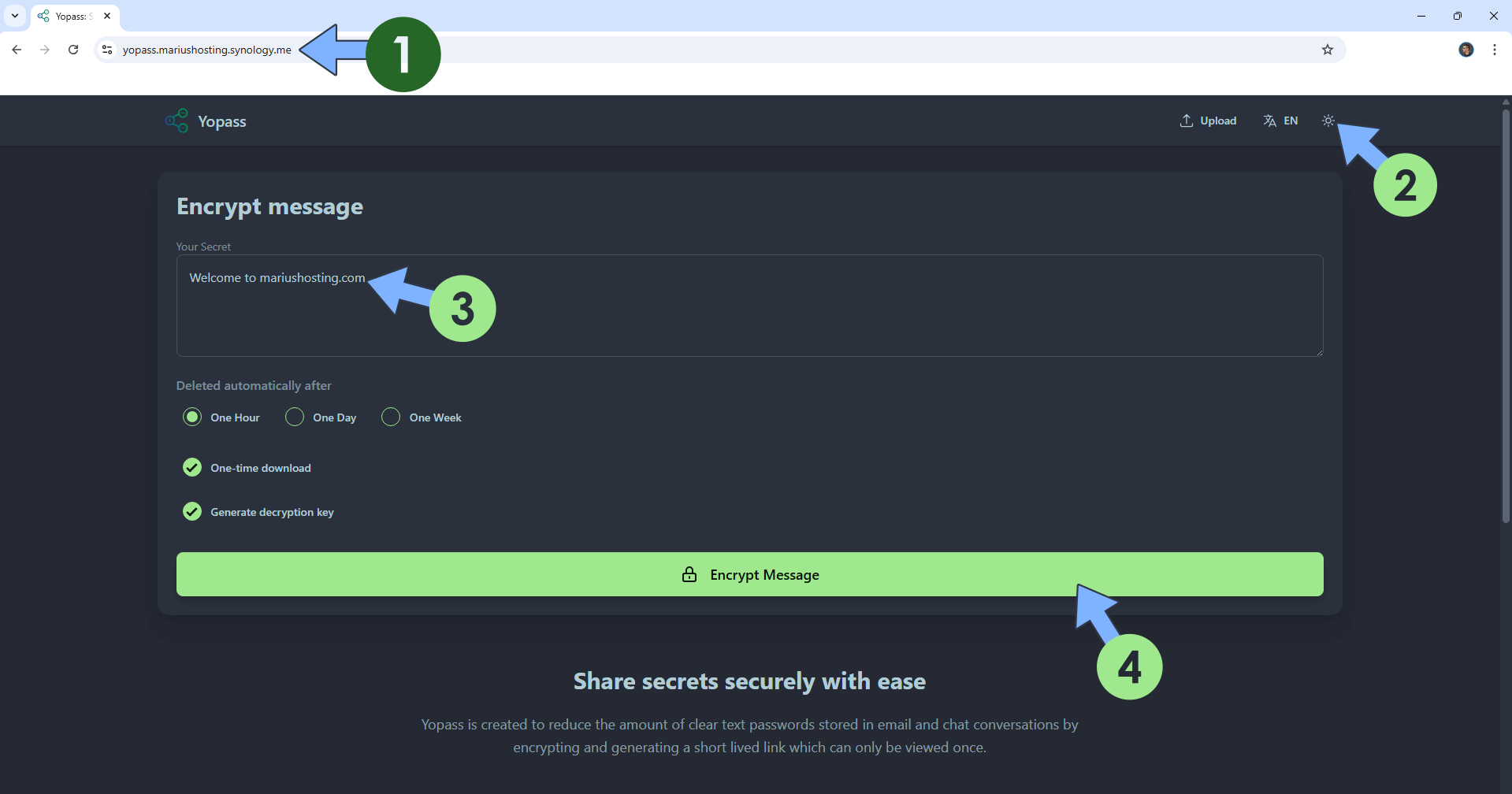 Yopass Synology NAS Set up 8 new 2026