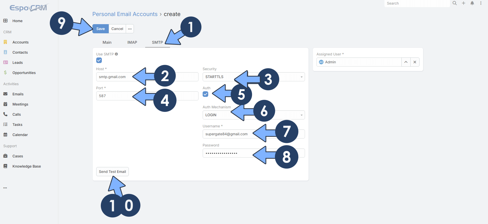 4 EspoCRM Synology NAS Set up Email Notification