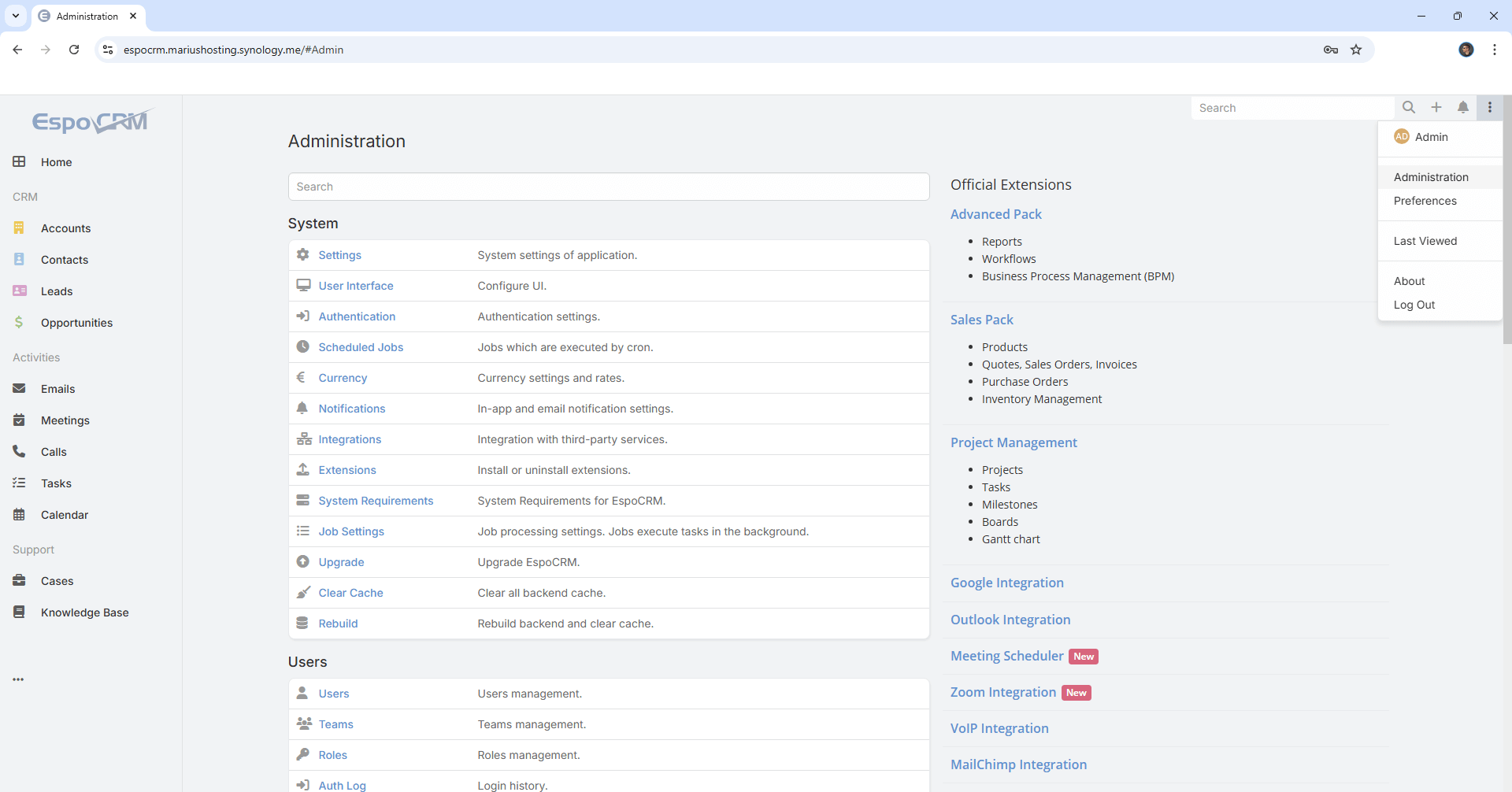 EspoCRM Synology NAS Set up 12