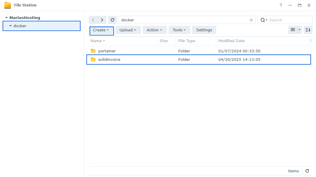 Solidinvoice Synology NAS MariaDB Set up 6