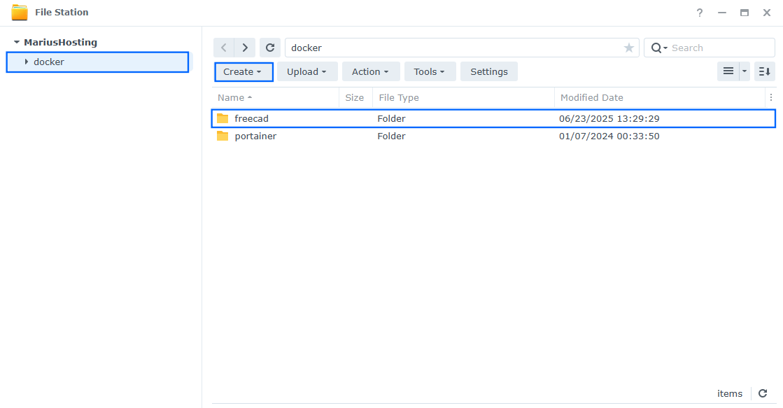 FreeCAD Synology NAS Set up 1