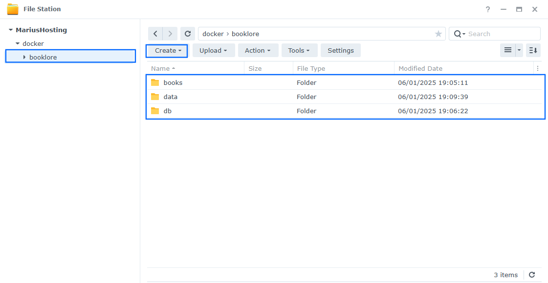 Synology Install BookLore Set up 2
