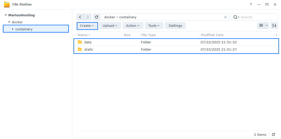 Containery Synology NAS Set up 2