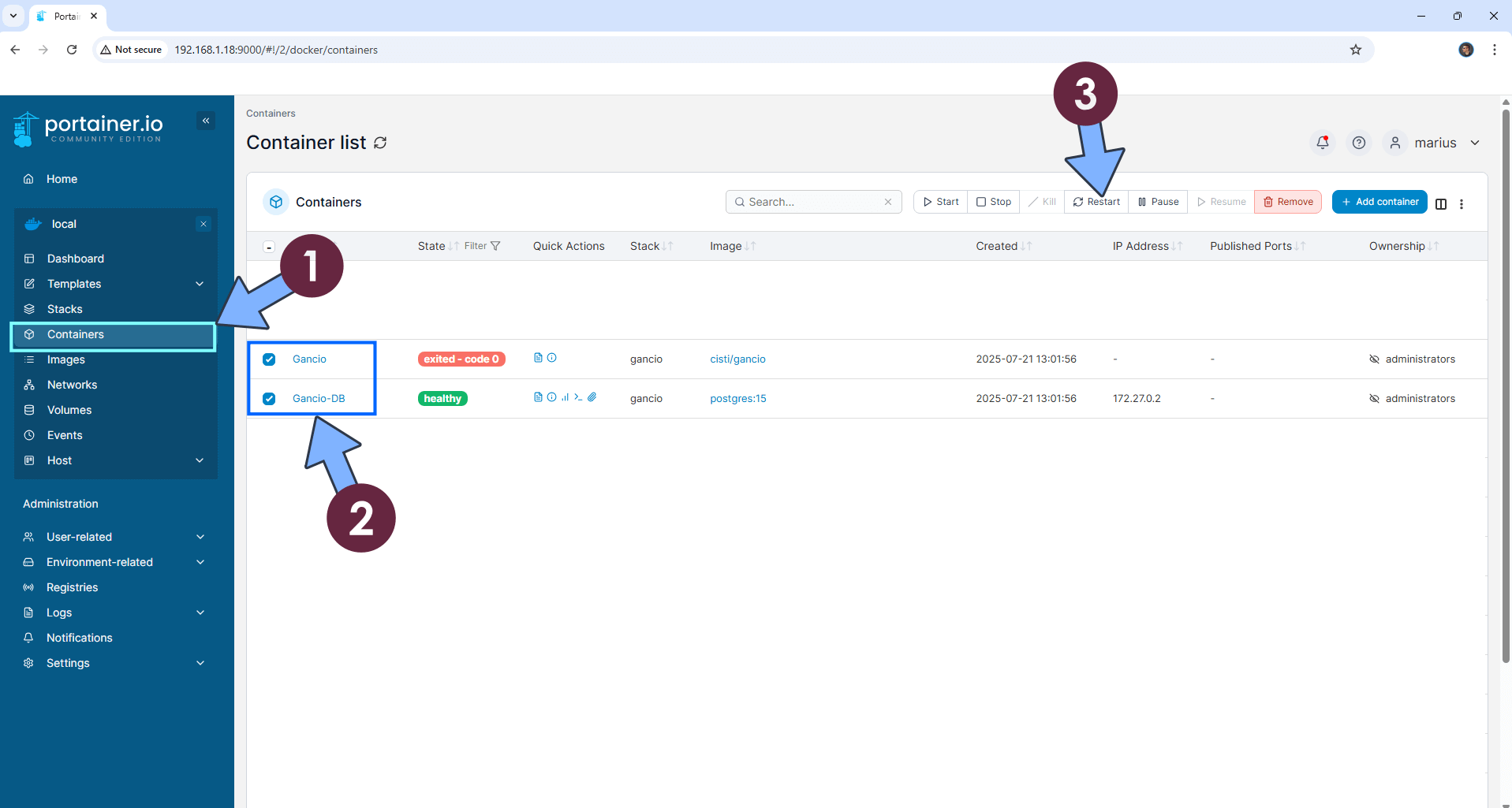 Gancio Synology NAS Set up 13