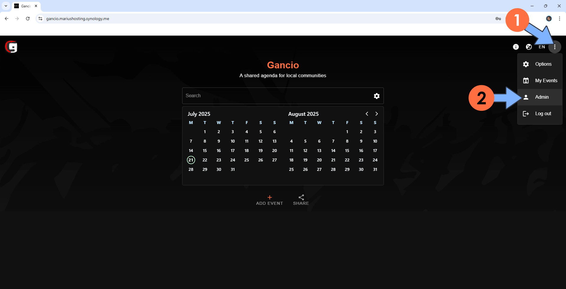 Gancio Synology NAS Set up 15