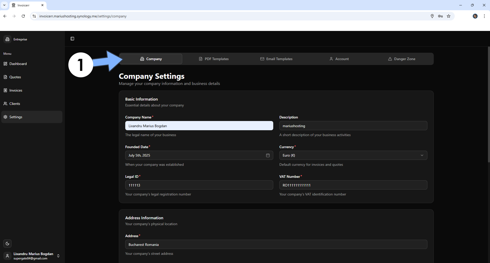 Invoicerr Synology NAS Set up 12