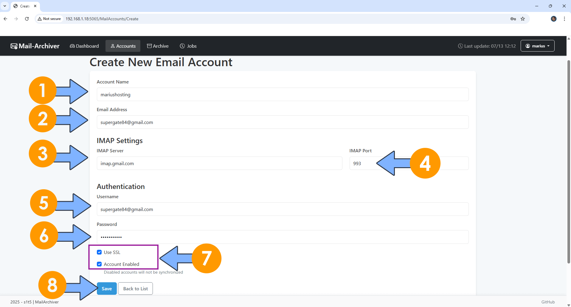 Mail-Archiver Synology NAS Set up 8