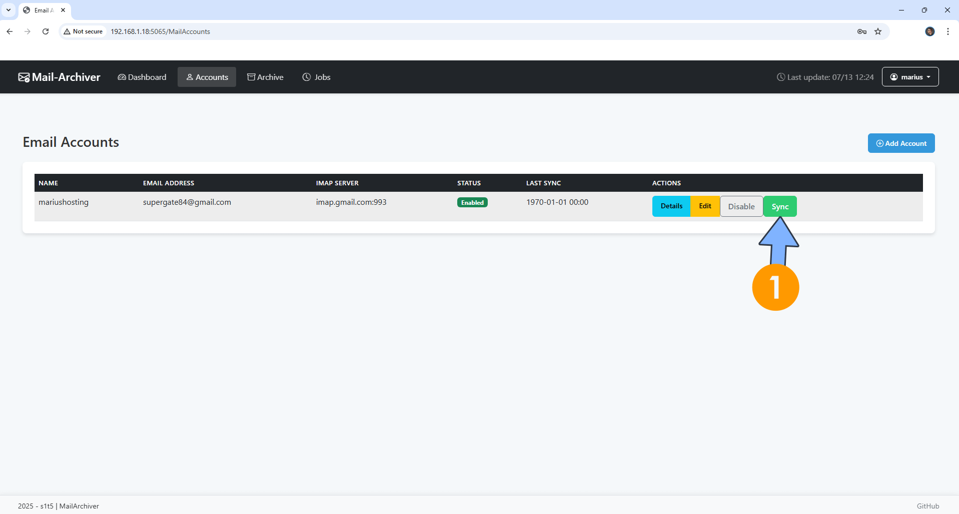 Mail-Archiver Synology NAS Set up 9