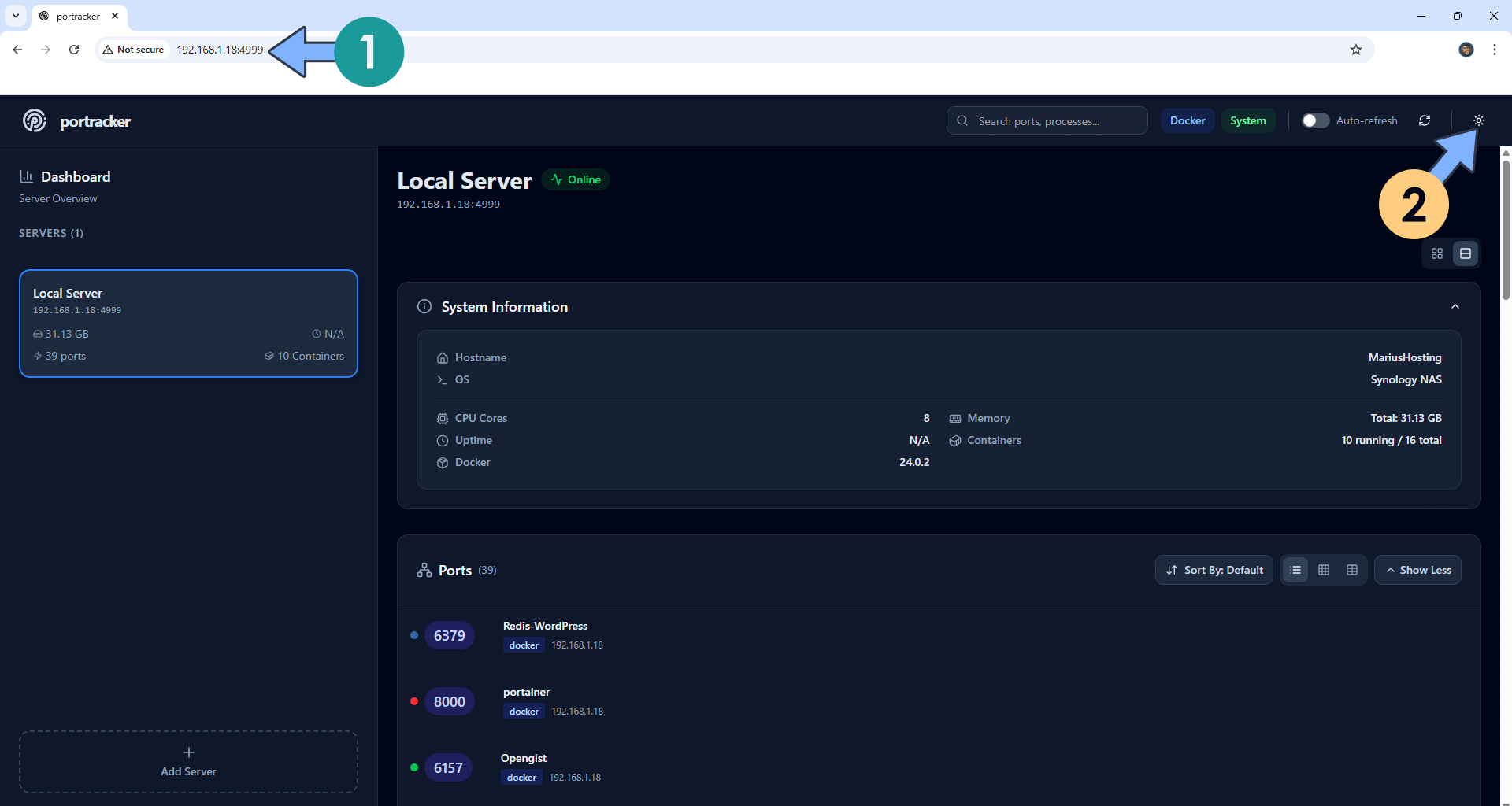 Portracker Synology NAS Set up 5