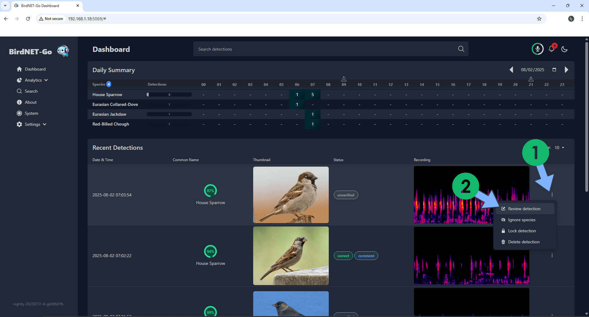 BirdNET-Go Synology NAS Set up 10
