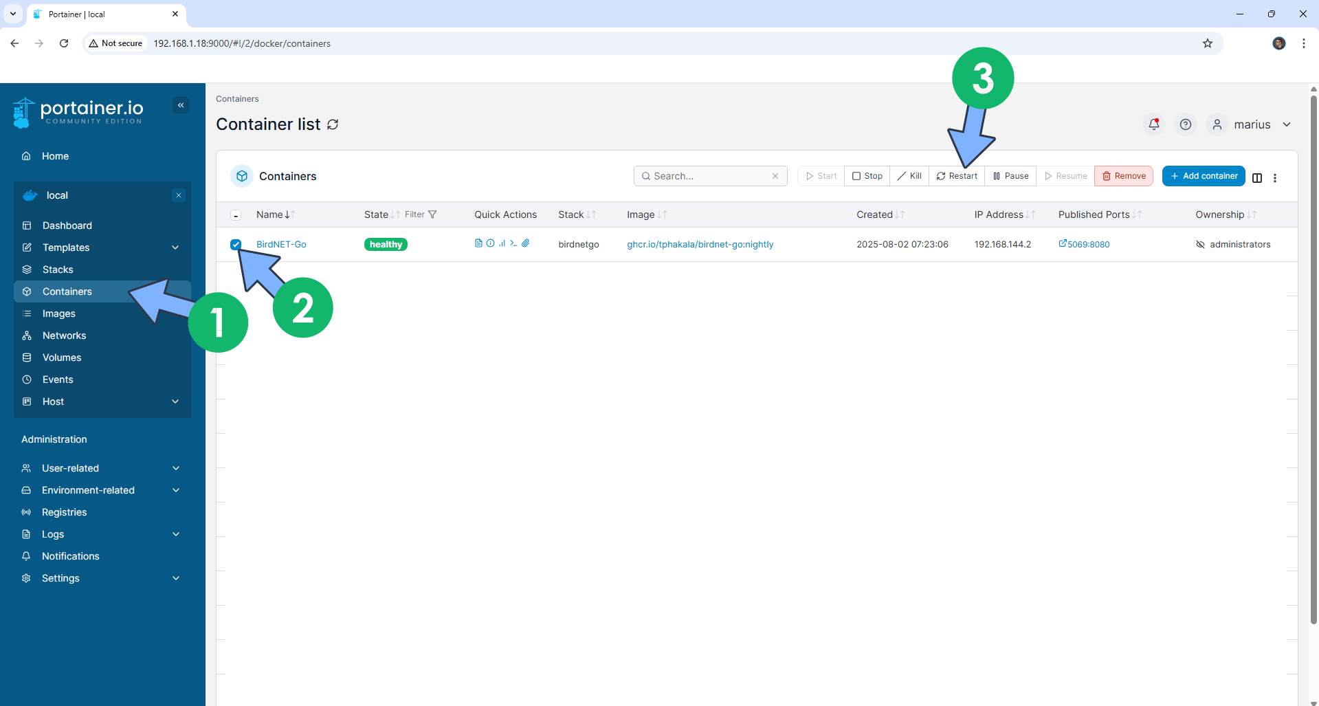BirdNET-Go Synology NAS Set up 8