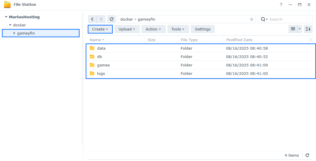 Gameyfin Synology NAS Set up 2