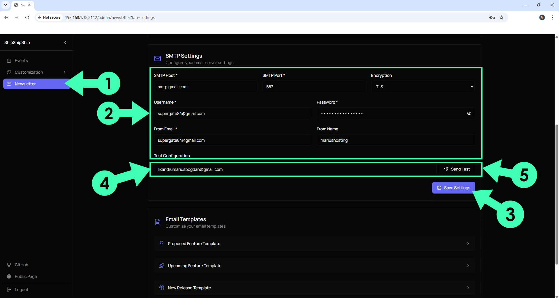 ShipShipShip Synology NAS Set up 8 Email Notification