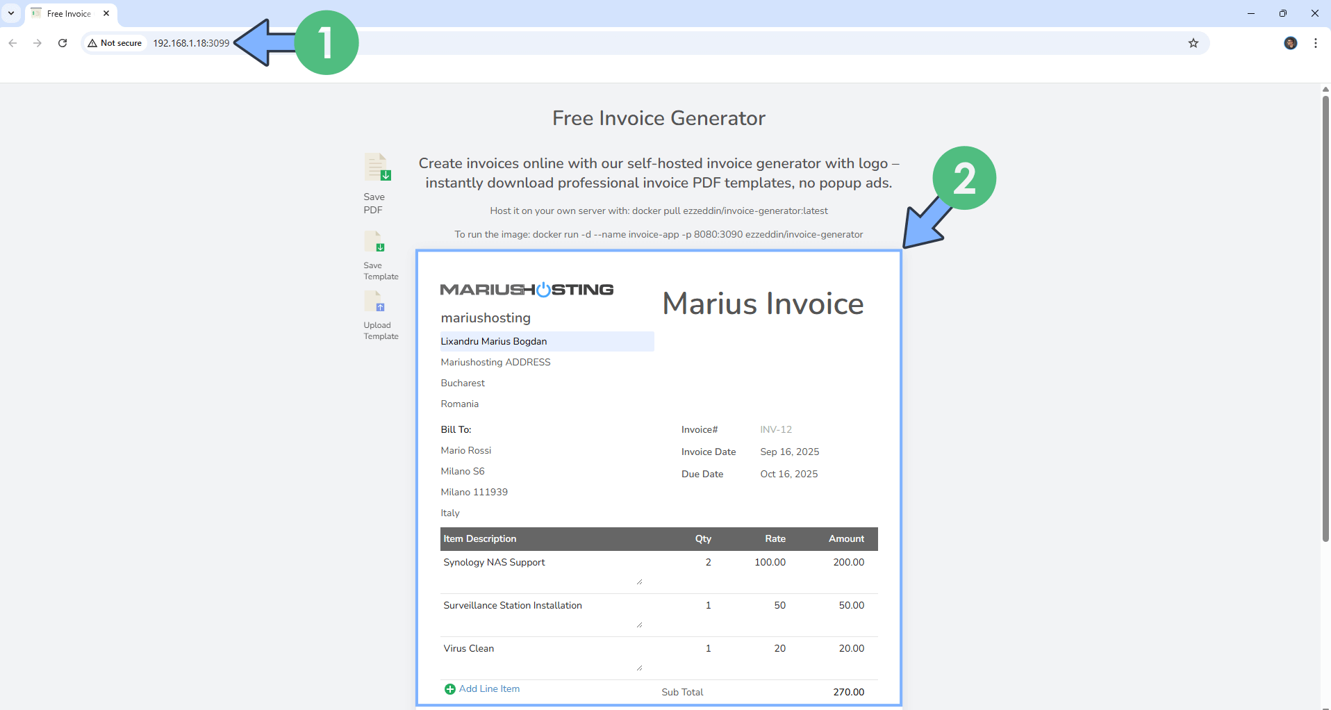 Invoice Generator Synology NAS Set up 3