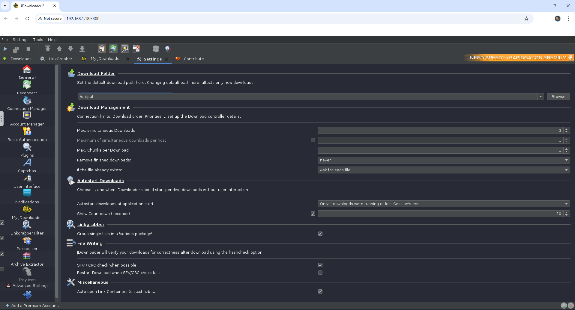 Jdownloader 2 UGREEN NAS Set up 6