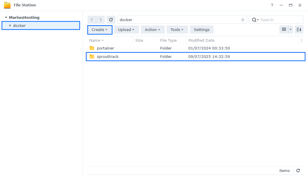 Sprout Track Synology NAS Set up 1