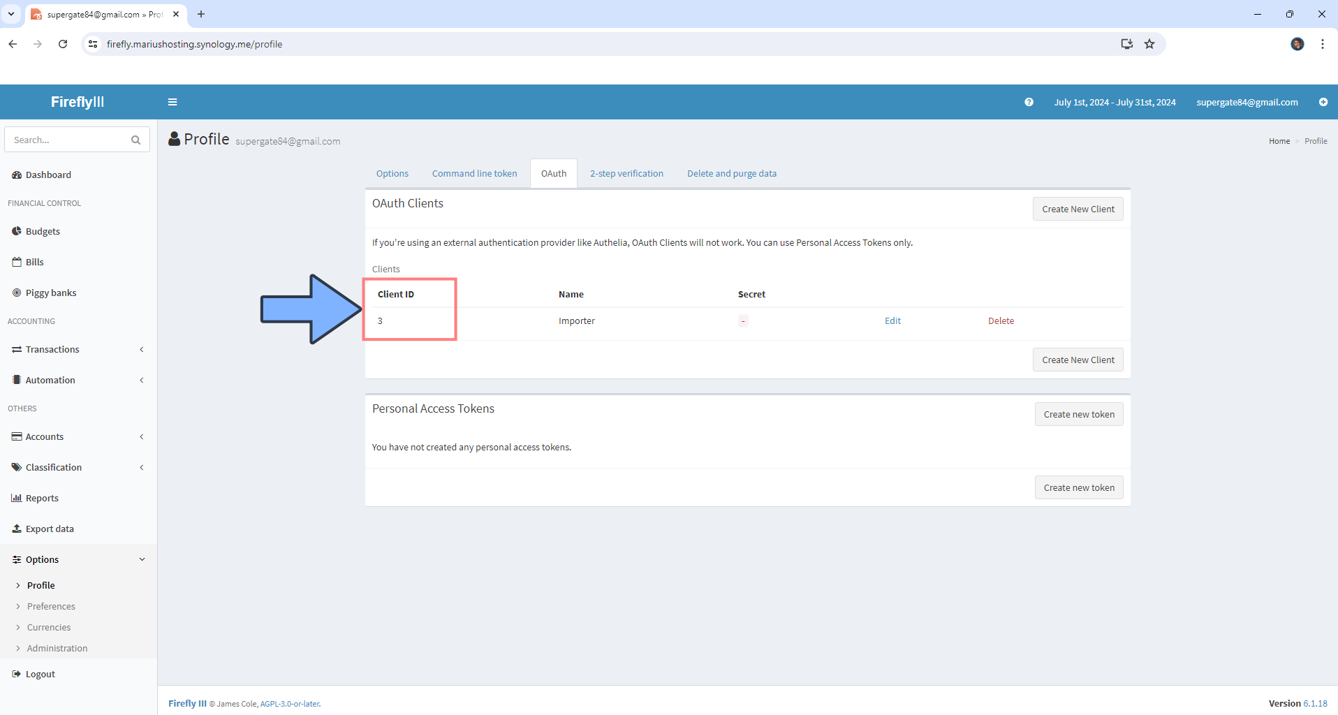 Firefly III PostgreSQL Importer Synology NAS Set up 18