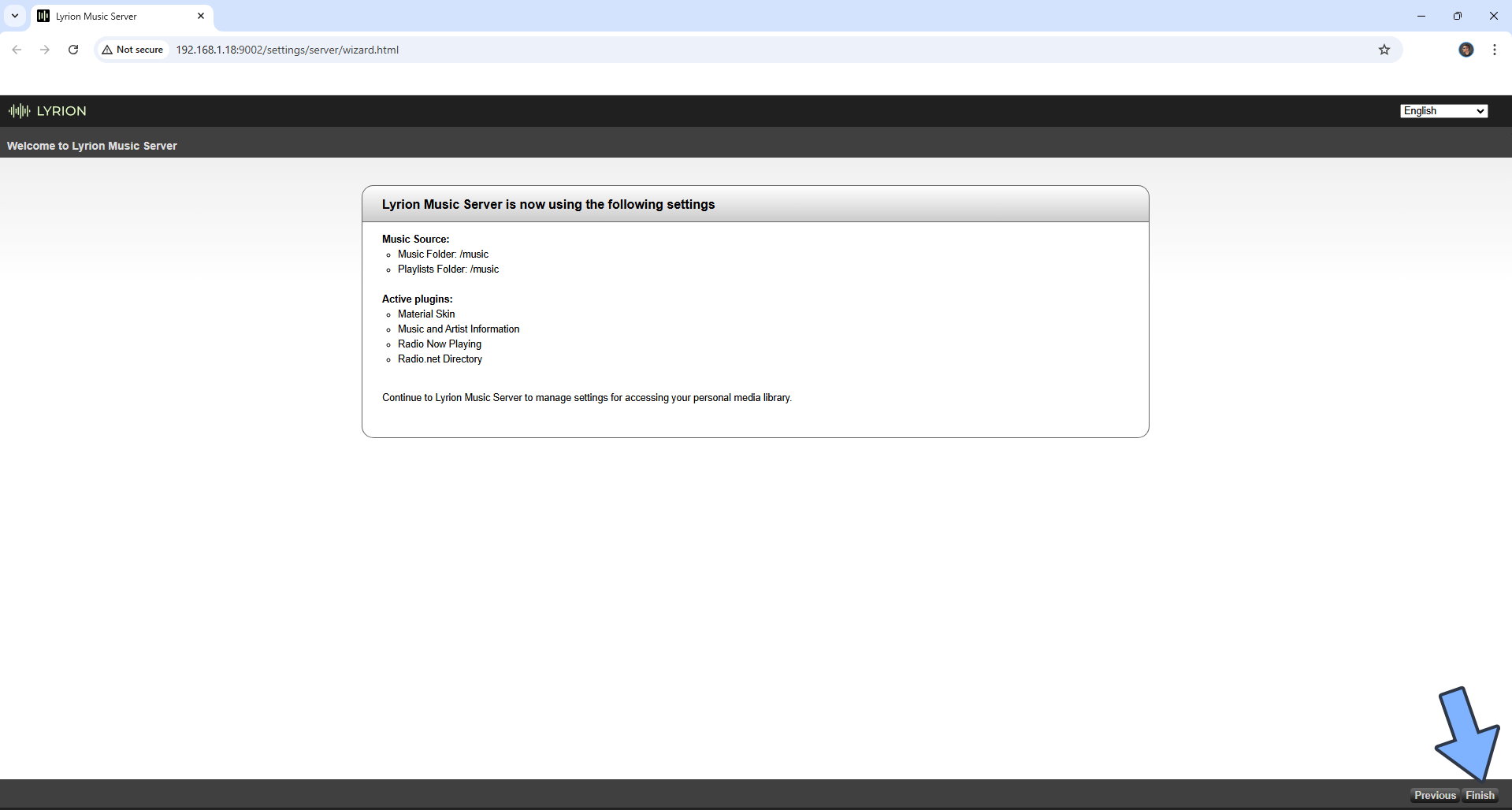 Lyrion Music Server UGREEN NAS Set up 9