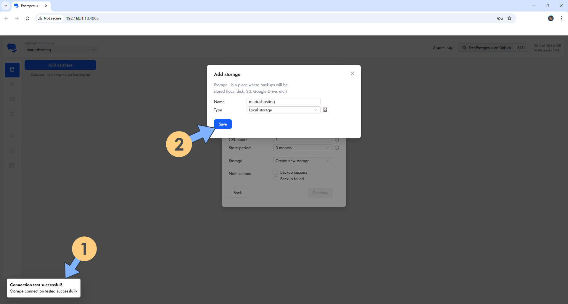 Postgresus Synology NAS Set up 10