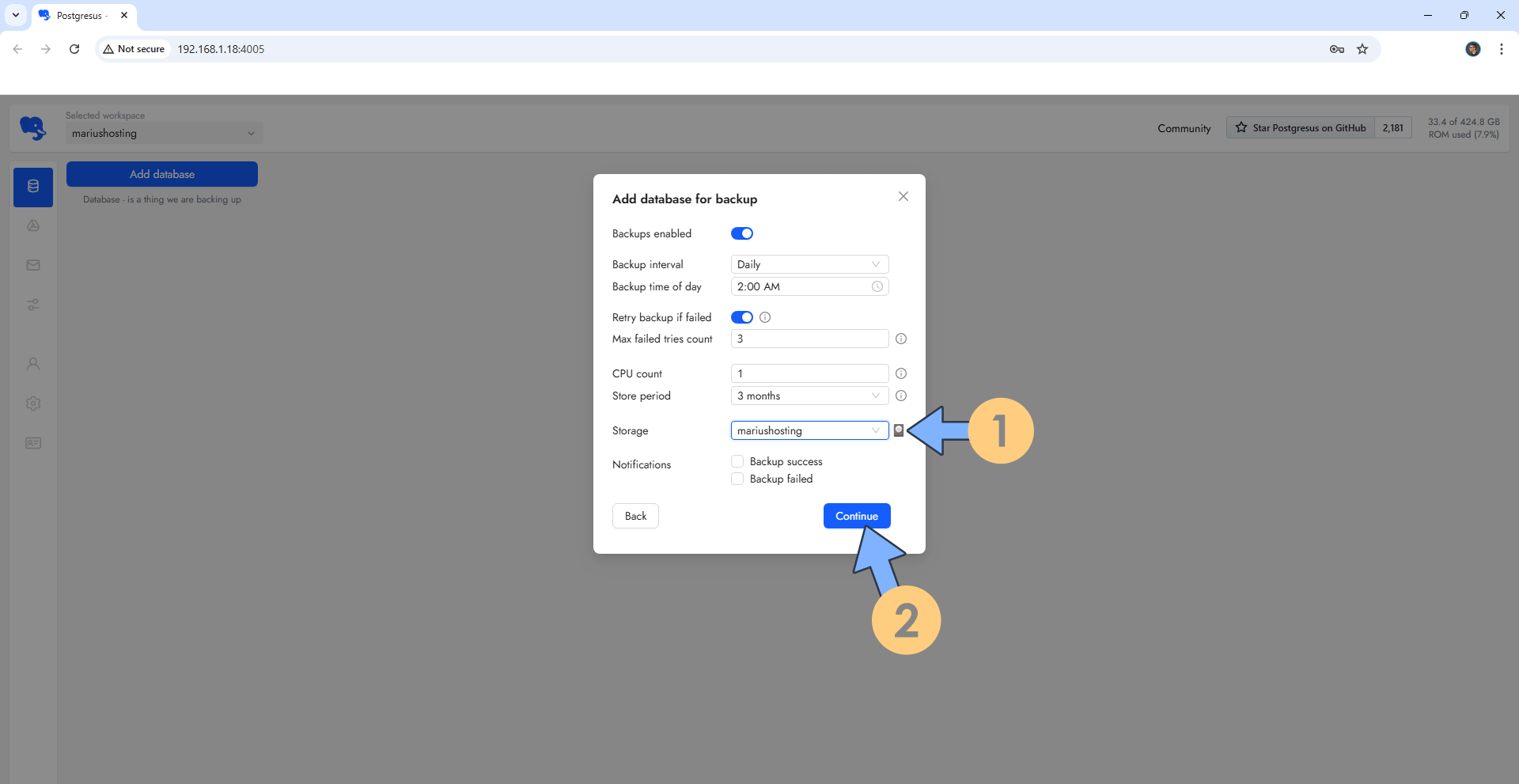 Postgresus Synology NAS Set up 11