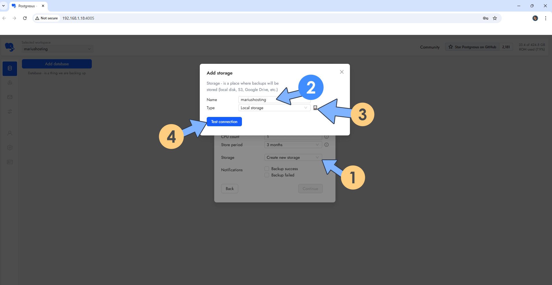 Postgresus Synology NAS Set up 9