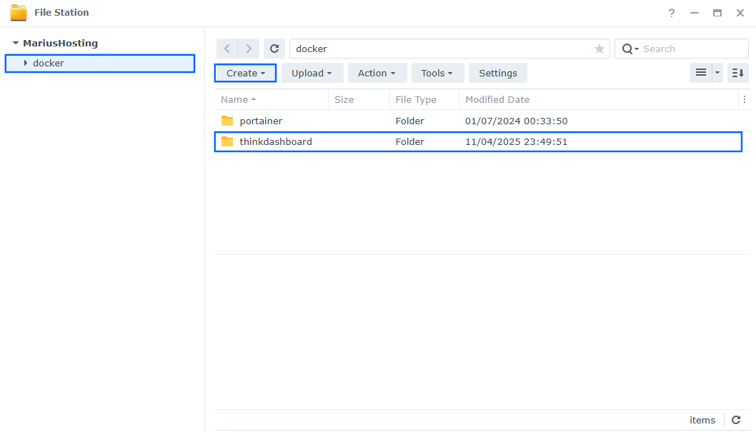 ThinkDashboard Synology NAS Set up 1