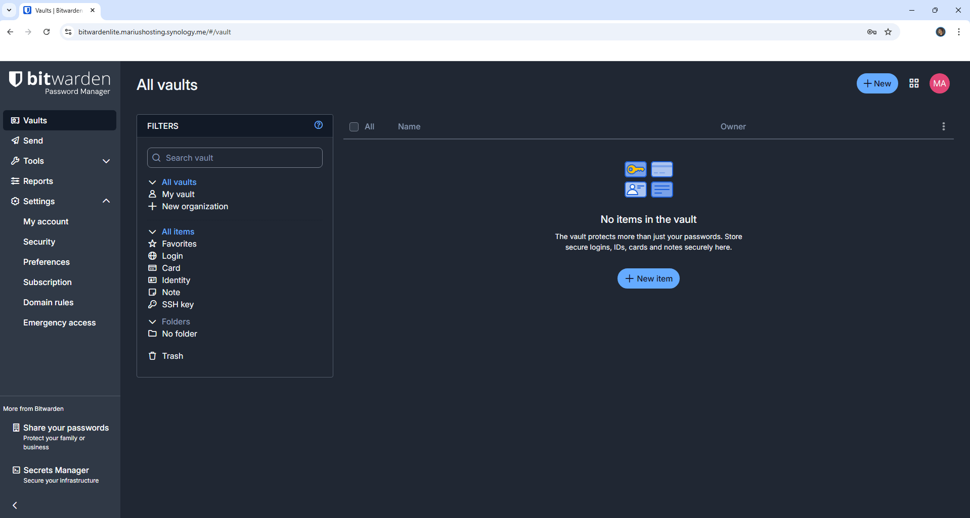 Bitwarden Lite Synology NAS Set up 21