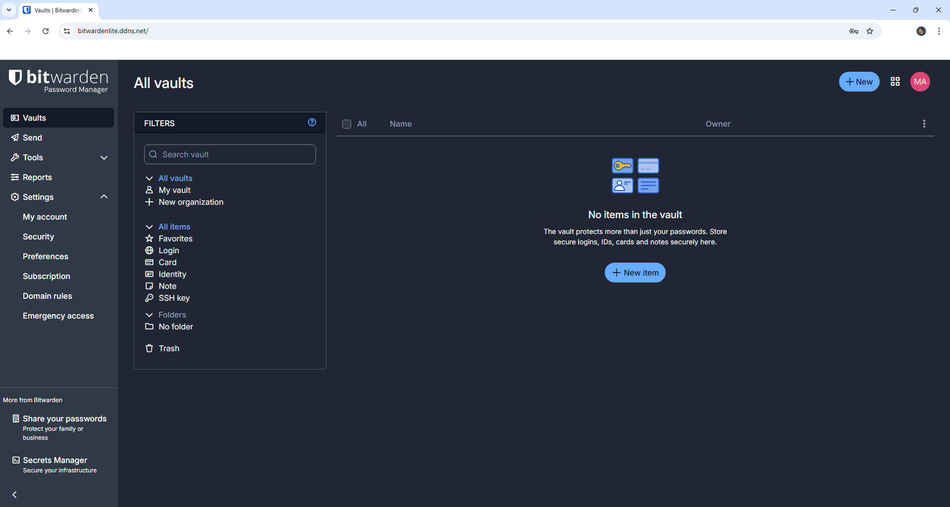 Bitwarden Lite UGREEN NAS Set up 18