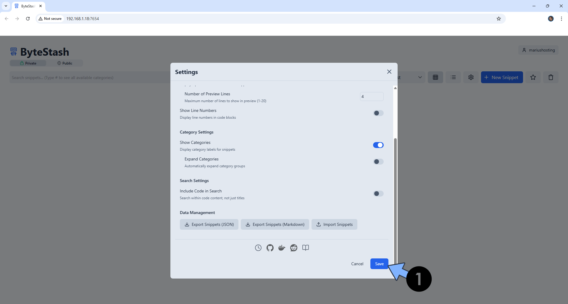 ByteStash UGREEN NAS Set up 6