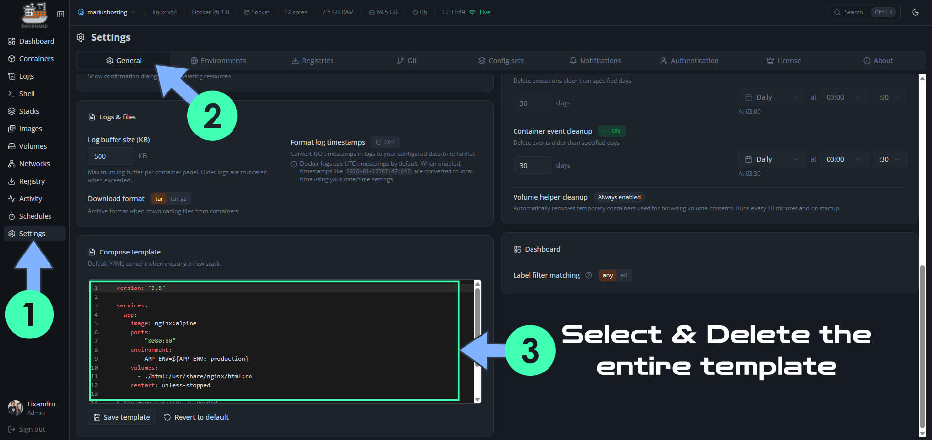 Dockhand Fix and Remove default template 1