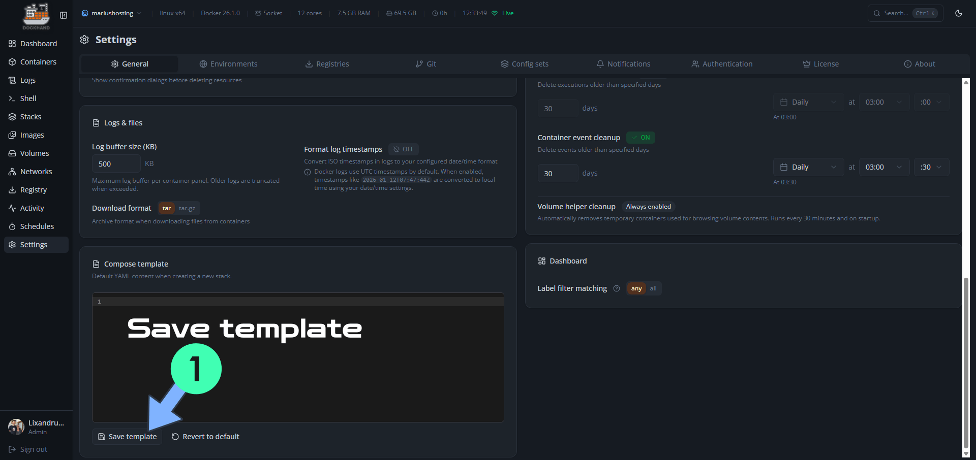Dockhand Fix and Remove default template 2