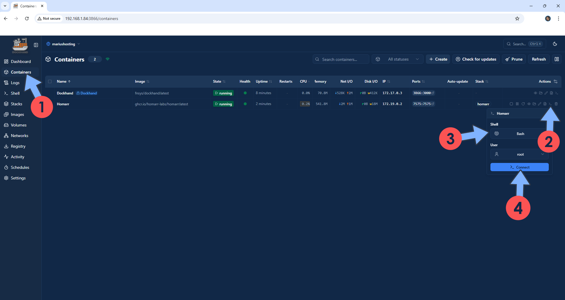 Dockhand UGREEN NAS Bash