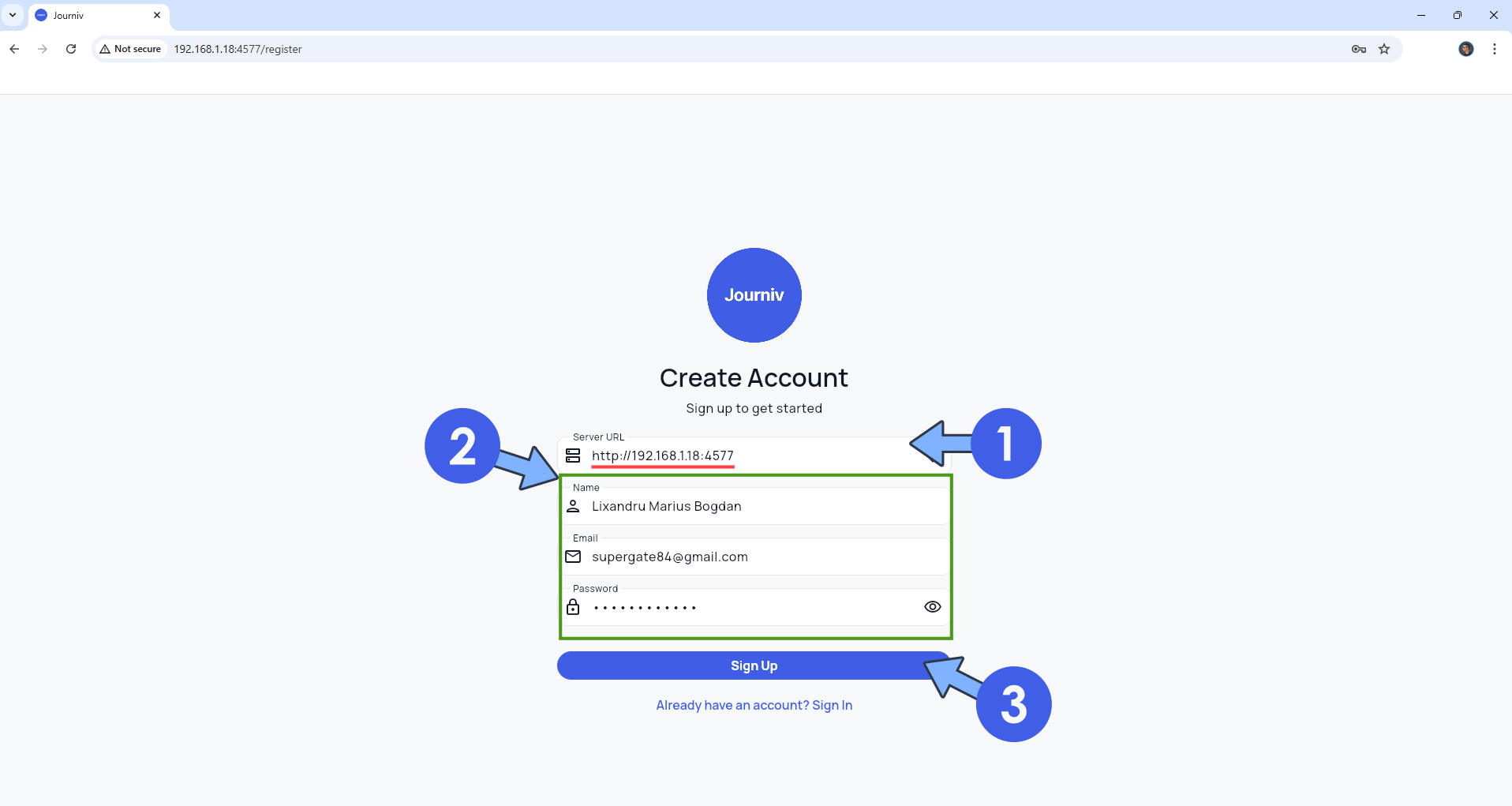 Journiv Synology NAS Set up 5