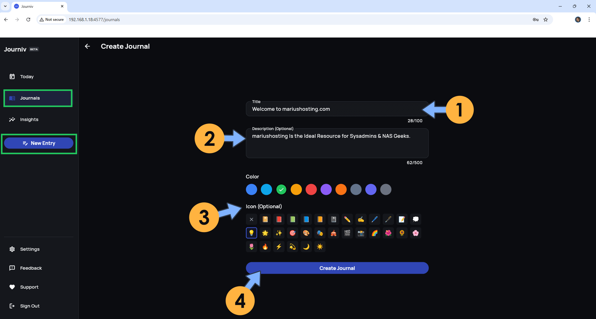 Journiv Synology NAS Set up 7