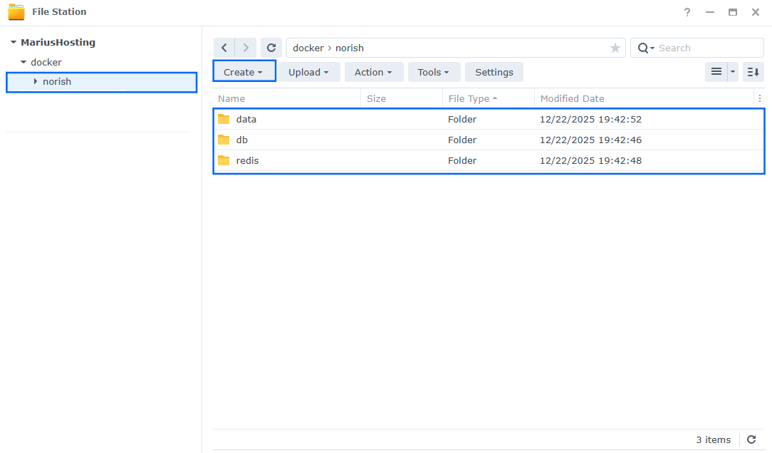 Norish Synology NAS Folder 2