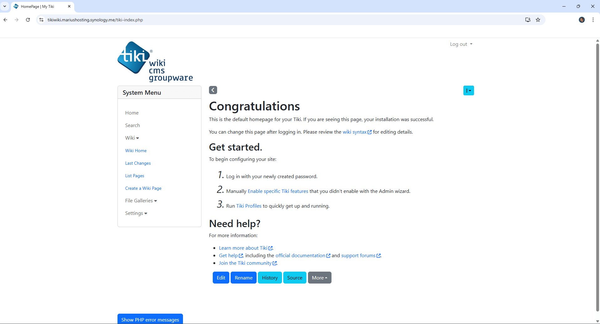 Tiki Wiki Synology NAS Set up 26