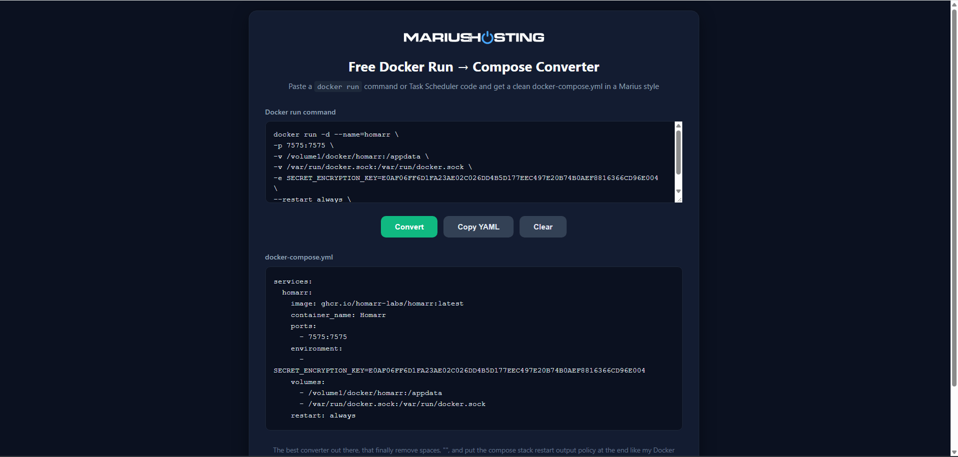 Docker run to Compose Stack Converter