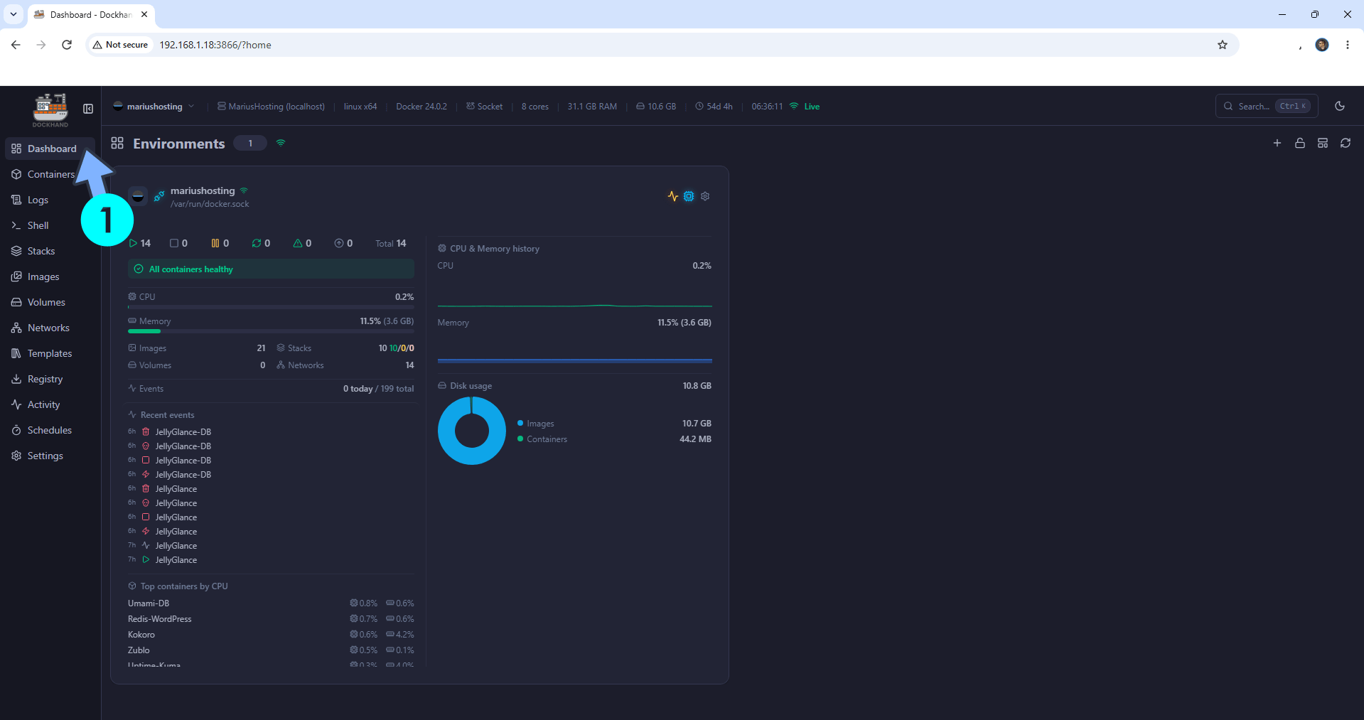 Dockhand Synology NAS Dashboard