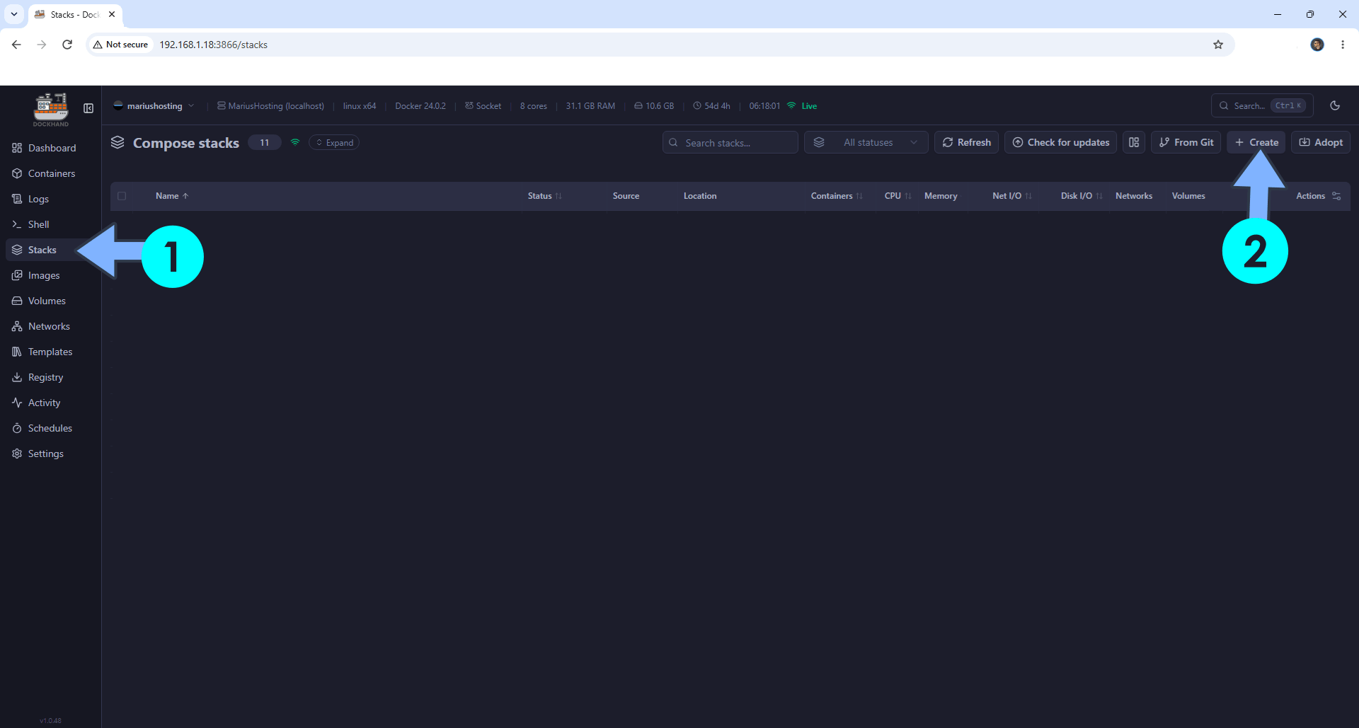 Dockhand Synology NAS guide installation Add Stack