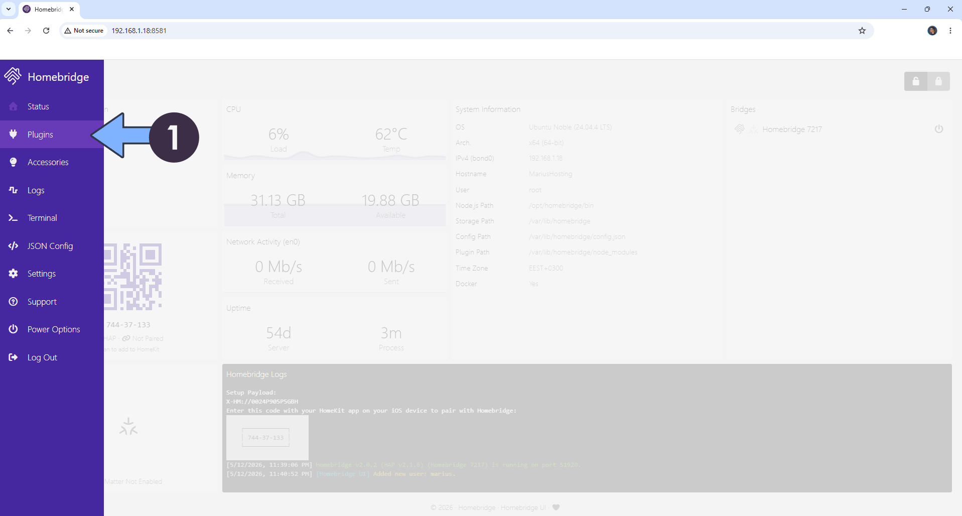 Homebridge Synology NAS Set up 10