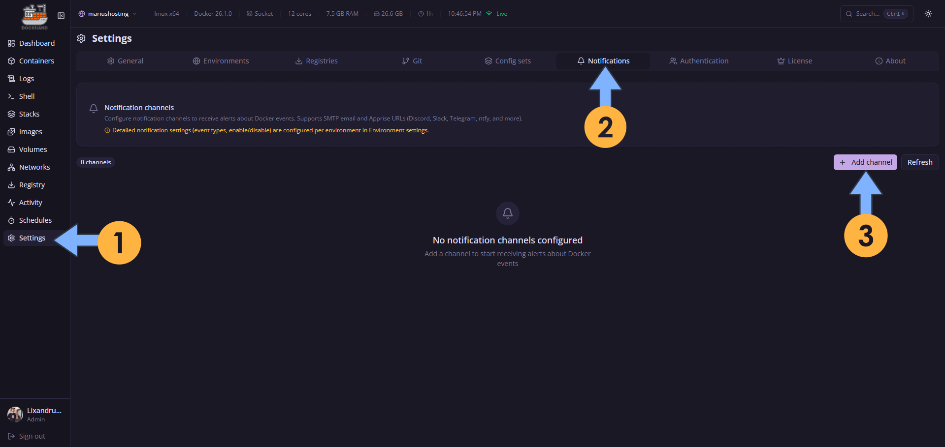 How to Set Up Email Notifications in Dockhand Set up 1