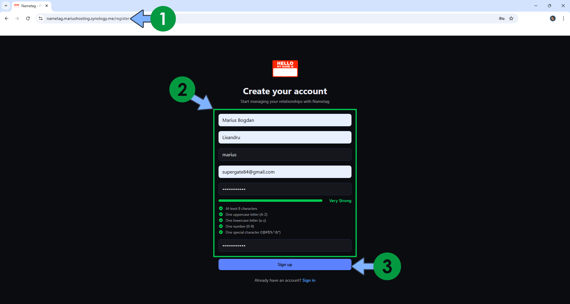 Nametag Synology NAS Set up 10