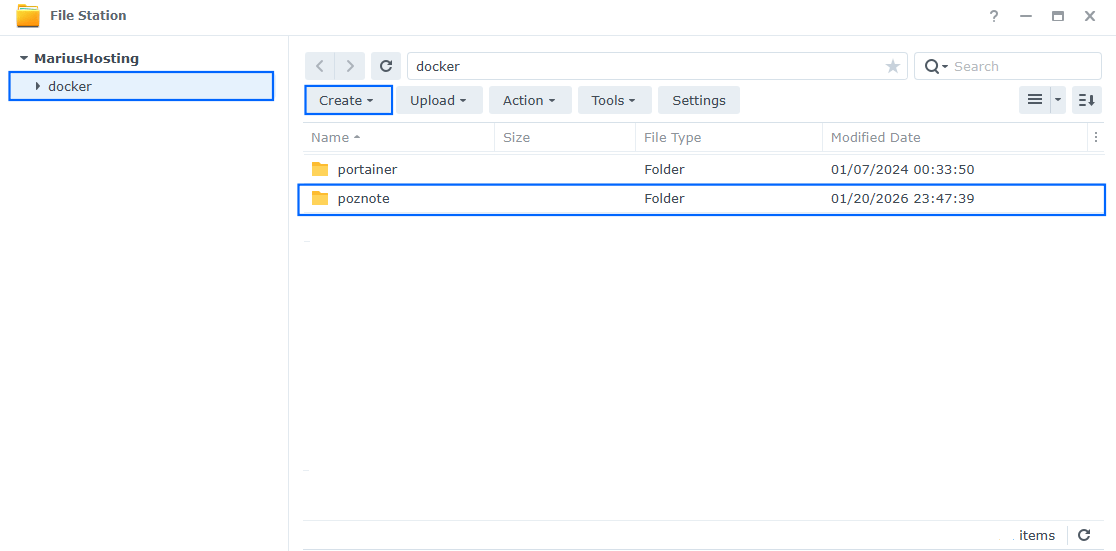 Poznote Synology NAS Set up 1