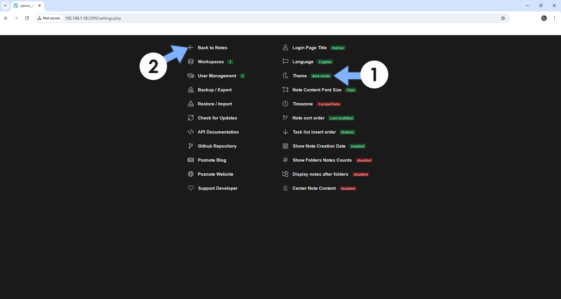 Poznote Synology NAS Set up 10