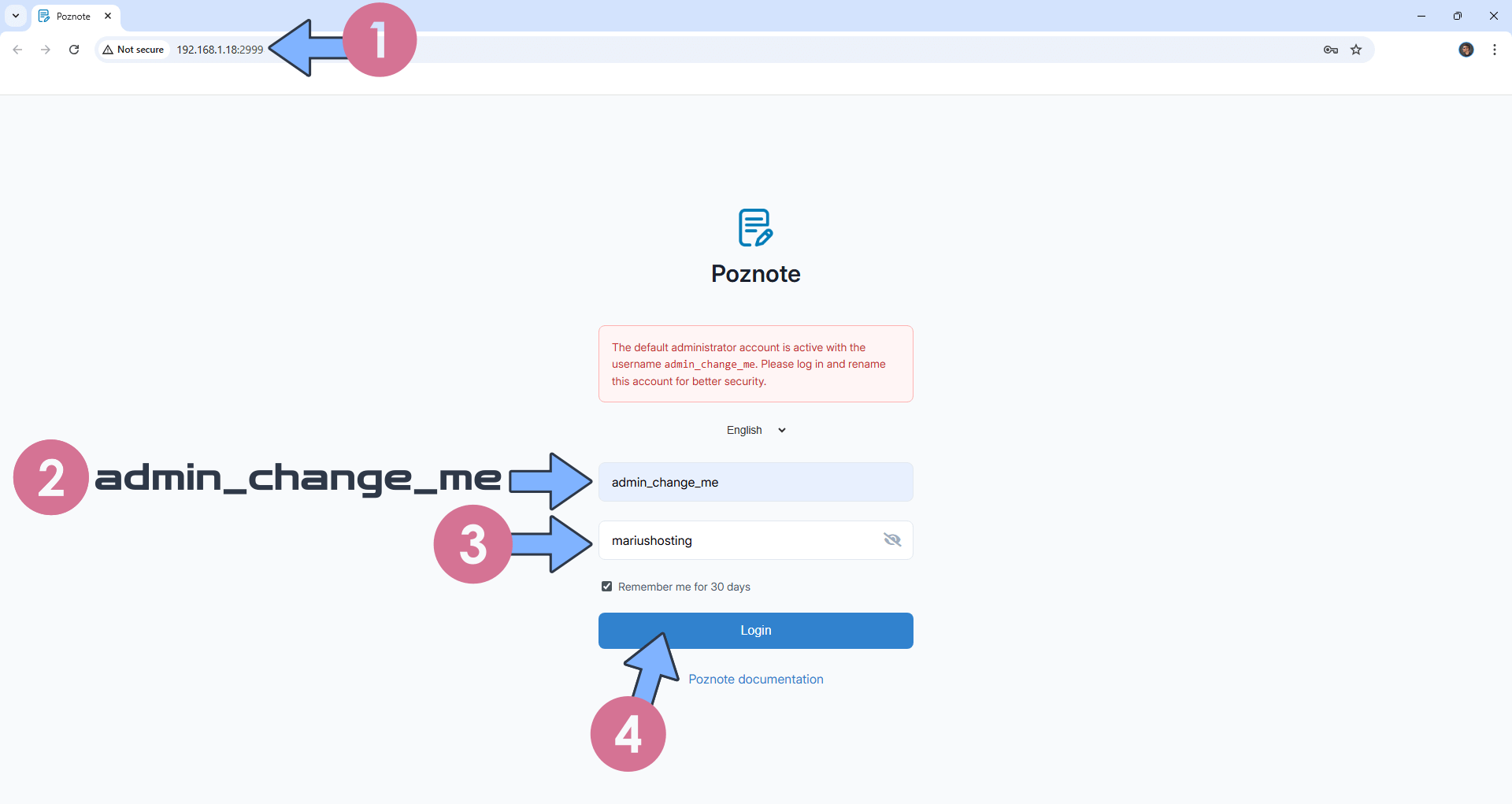 Poznote Synology NAS Set up 4