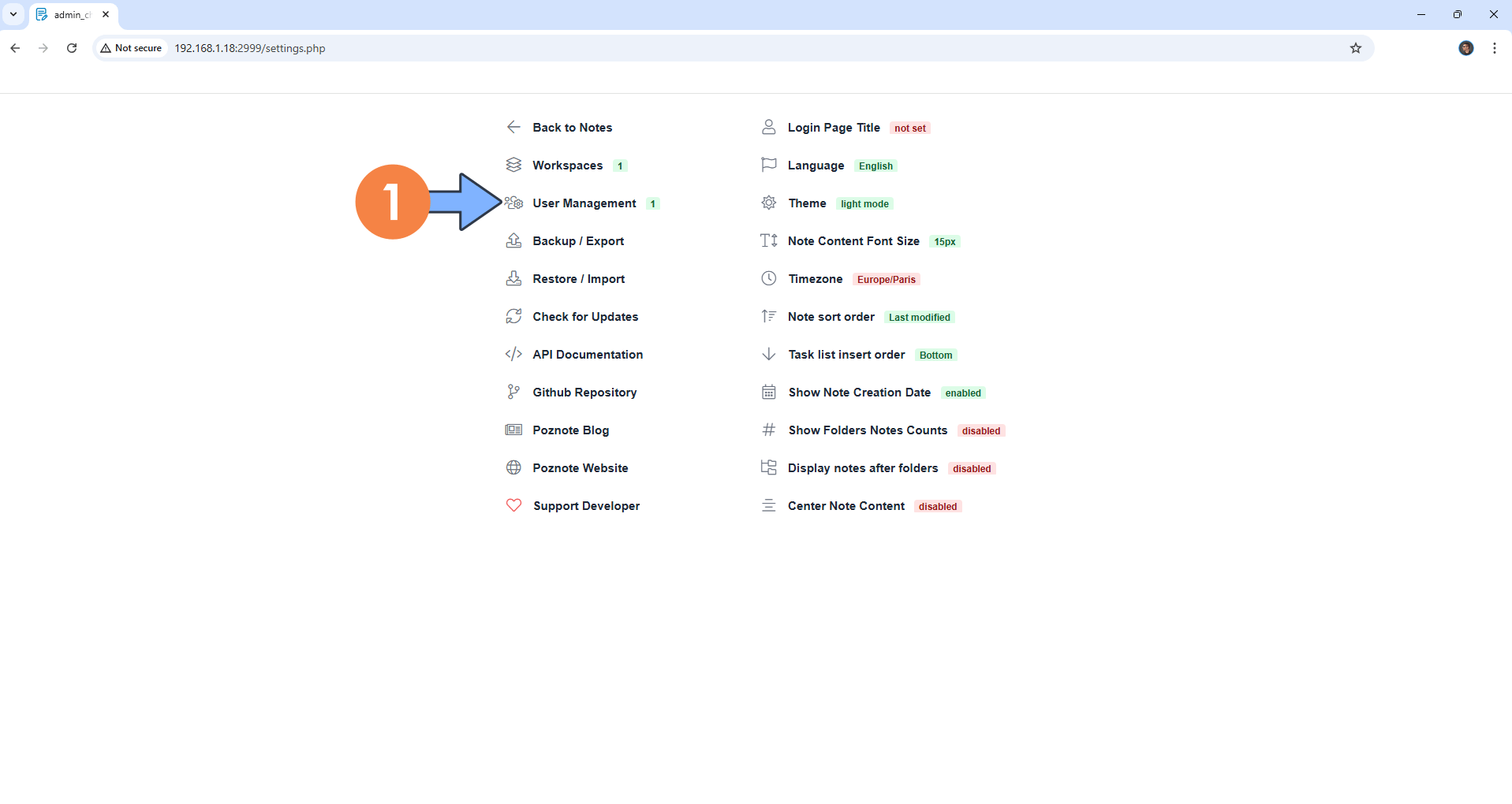 Poznote Synology NAS Set up 7