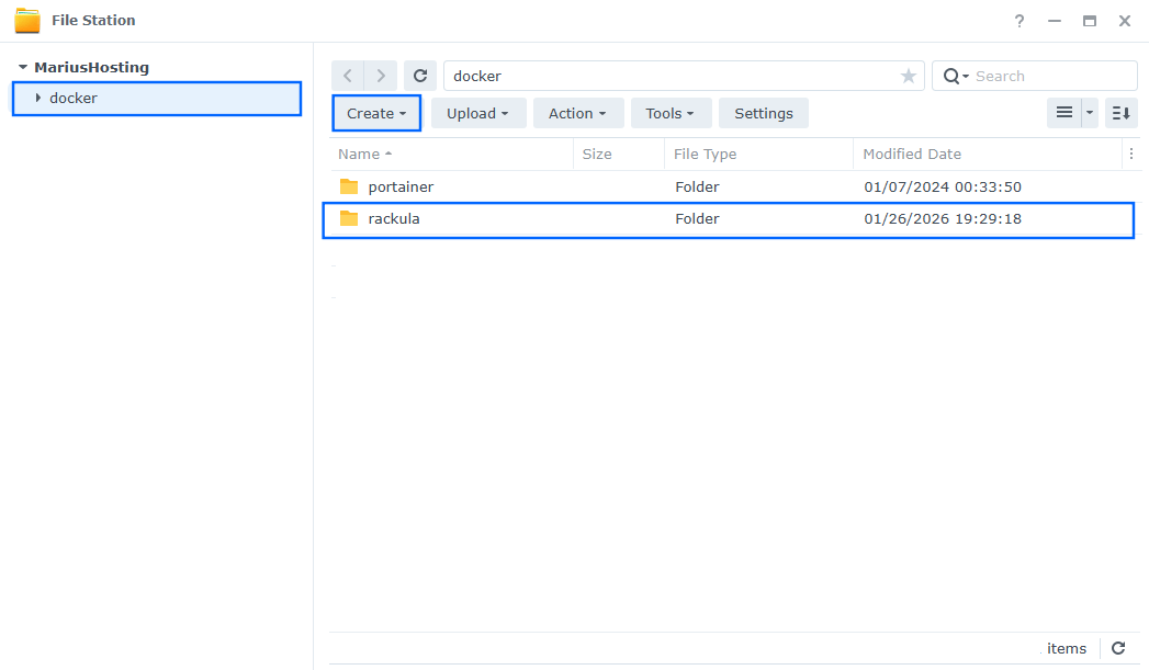 Rackula Docker Synology Folder Set up 1