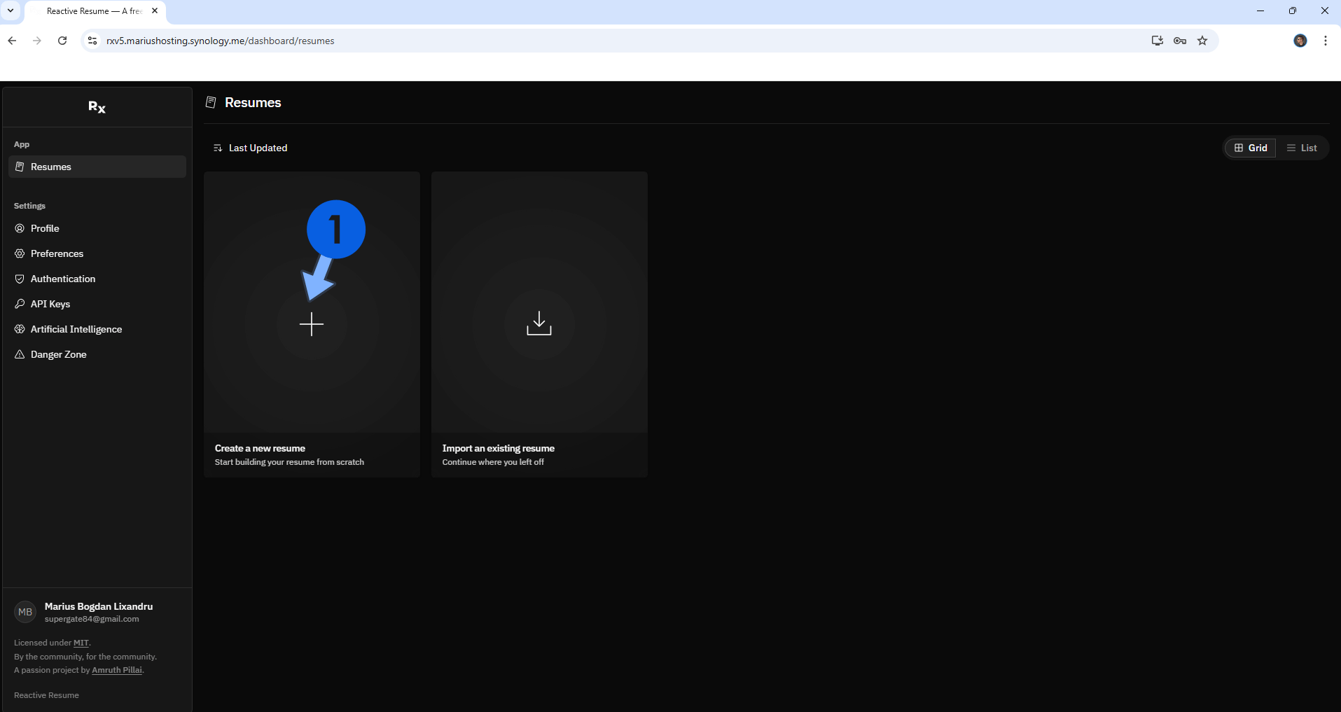 Reactive Resume V5 Synology NAS Set up 15