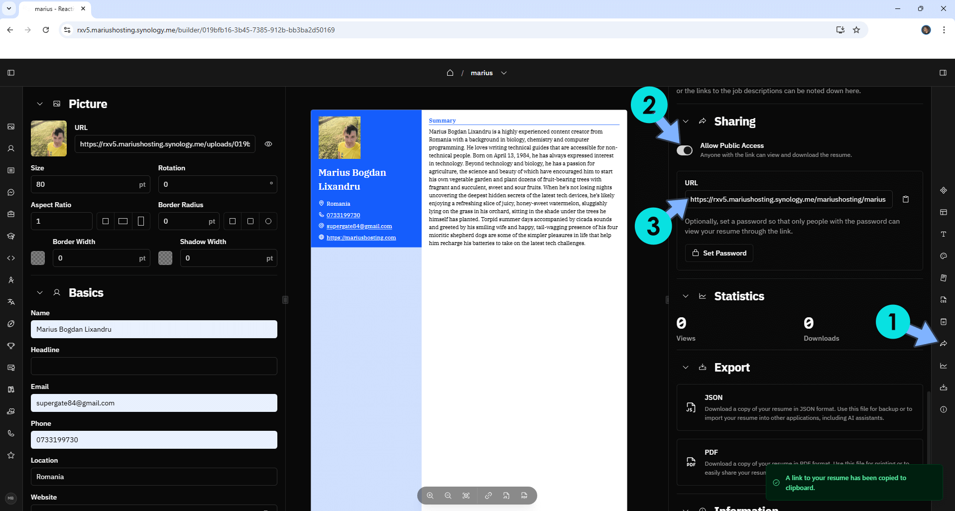 Reactive Resume V5 Synology NAS Set up 21
