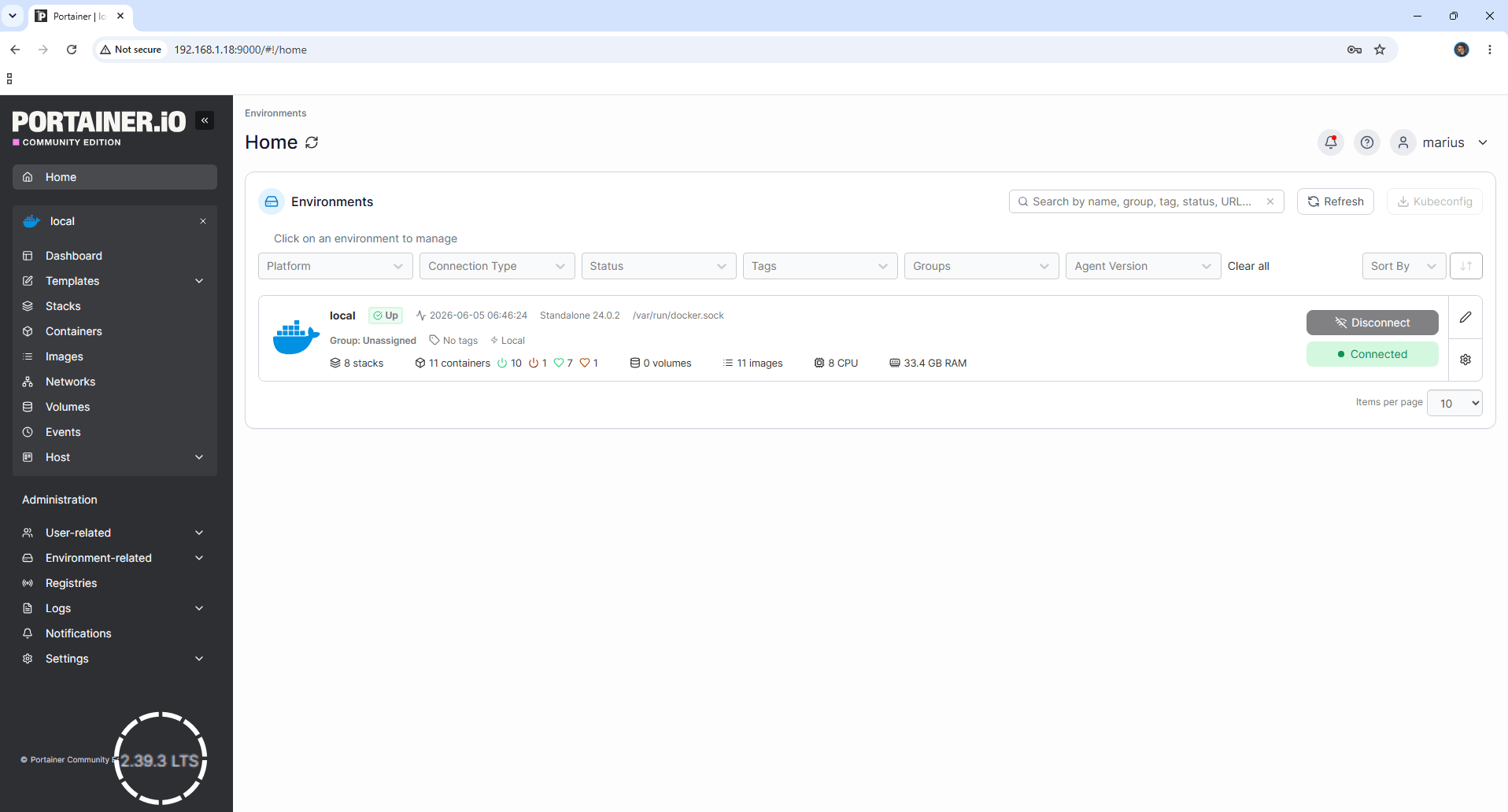 NAS Update Portainer 2.39.3
